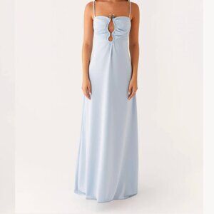 Light Blue Maxi Dress with Cutout